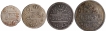 Set of Four Silver Coins of Arkat Mint of Madras Presidency.