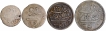 Set of Four Silver Coins of Arkat Mint of Madras Presidency.