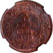 Copper One Twelfth Anna Coin of Victoria Empress of Calcutta Mint of 1886.