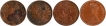 Copper One Twelfth Anna Coins of Victoria Queen & Empress of Calcutta Mint of 1875, 1876, 1878 & 1893.