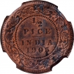 Copper Half Pice Coin of King Edward VII of Calcutta Mint of 1905.