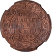 Copper One Quarter Anna Coin of Victoria Empress of Bombay Mint of 1889.