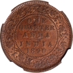 Copper One Quarter Anna Coin of Victoria Empress of Calcutta Mint of 1890.