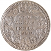 Silver Two Annas Coin of Victoria Empress of Calcutta Mint of 1880.