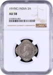 Cupro Nickel Two Annas Coin of King George V of Calcutta Mint of 1919.