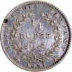 Silver Quarter Rupee Coin of King William IIII of Calcutta Mint of 1835.