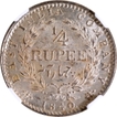 Silver Quarter Rupee Coin of Victoria Queen of Calcutta Mint of 1840.