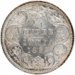 Silver Quarter Rupee Coin of Victoria Queen of Calcutta Mint of 1862.