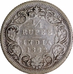 Silver Quarter Rupee Coin of Victoria Queen of Bombay Mint of 1862.