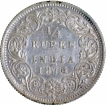 Silver Quarter Rupee Coin of Victoria Queen of Bombay Mint of 1876.