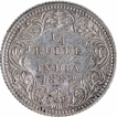 Silver Quarter Rupee Coin of Victoria Empress of Calcutta Mint of 1882.