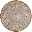 Silver Quarter Rupee Coin of Victoria Empress of Calcutta Mint of 1882.