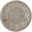 Silver Quarter Rupee Coin of Victoria Empress of Bombay Mint of 1884.