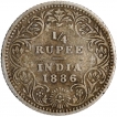 Silver Quarter Rupee Coin of Victoria Empress of Bombay Mint of 1886.