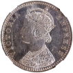 Silver Quarter Rupee Coin of Victoria Empress of Bombay Mint of 1889.