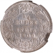 Silver Quarter Rupee Coin of Victoria Empress of Calcutta Mint of 1900.