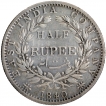 Silver Half Rupee Coin of Indian Head Victoria Queen of Calcutta Mint of 1840.