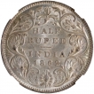 Silver Half Rupee Coin of Victoria Queen of Calcutta Mint of 1862.