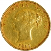 Gold One Mohur Coin of Victoria Queen of Calcutta or Bombay Mint of 1841.