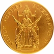 Gold Gilt Bronze Medallion of Silver Jubilee of Queen Elizabeth II of United Kingdom.