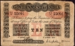 Uniface Ten Rupees Bank Note of King George V Signed by M.M.S. Gubbay of 1919.