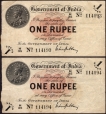 One Rupee Bank Notes  of King George V Signed by M M S Gubbay of 1917 of Universalised Circle.