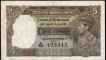 Five Rupees Bank Note of King George VI Signed by C. D. Deshmukh of 1944.