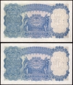 Consecutive Ten Rupees Bank Notes of King George VI Signed by J.B. Taylor of 1938.