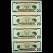 Twenty Dollars Four Notes Uncut Sheet of USA of 2006.