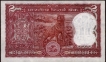 Error Two Rupees Bank Note Signed By R N Malhotra of Republic India.