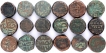 Lot of Eighteen Copper Dam Coins of Mughal Empire.