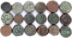 Lot of Eighteen Copper Dam Coins of Mughal Empire.