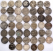 Assorted lot of Thirty Silver Rupee Coins of Mughal Empire.