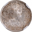 Silver Two Annas Coin of Victoria Queen of Calcutta Mint of 1862.