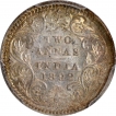 Silver Two Annas Coin of Victoria Empress of Calcutta Mint of 1892.