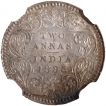 Silver Two Annas Coin of Victoria Empress of Calcutta Mint of 1893.