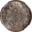 Silver Quarter Rupee Coin of Victoria Queen of Calcutta Mint of 1840.