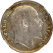 Silver One Rupee Coin of King Edward VII of Bombay Mint of 1910.