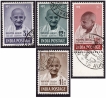 Four Stamps in different denomination of Mahatma Gandhi of 1948 with Jai Hind Cancellation.