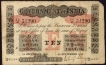 Uniface Ten Rupees Bank Note of King George V Signed by M M S Gubbay of 1918 of Bombay Circle.