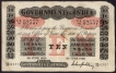 Uniface Ten Rupees Bank Note of King George V Signed by M M S Gubbay of 1920 of Universalised Circle.