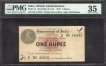 One Rupee Bank Note of King George V Signed by A C McWatters of 1917 of Universalised Circle.