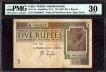 Five Rupees Bank Note of King George V Signed by J B Taylor of 1925.