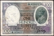 One Hundred Rupees Bank Note of King George V Signed by J W Kelly of 1928 of Madras Circle.