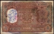 One Thousand Rupees Bank Note Signed by B Rama Rau of Republic India of 1954 of Bombay Circle.