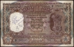 One Thousand Rupees Bank Note Signed by B Rama Rau of Republic India of 1954 of Calcutta Circle.