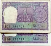 Error One Rupee Bank Note Signed by R N Malhotra of Republic India of 1980.