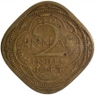 Error Nickel Brass Two Annas Coin of King George VI of Bombay Mint of 1943.