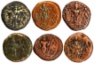 Lot of Six Copper Kasu Coins of Madurai Nayaks.