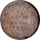 Silver Quarter Rupee Coin of Victoria Empress of Bombay Mint of 1887.